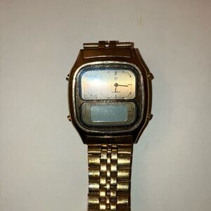 Pulsar Gold Retro Digital Watch with Jubilee Bracelet
